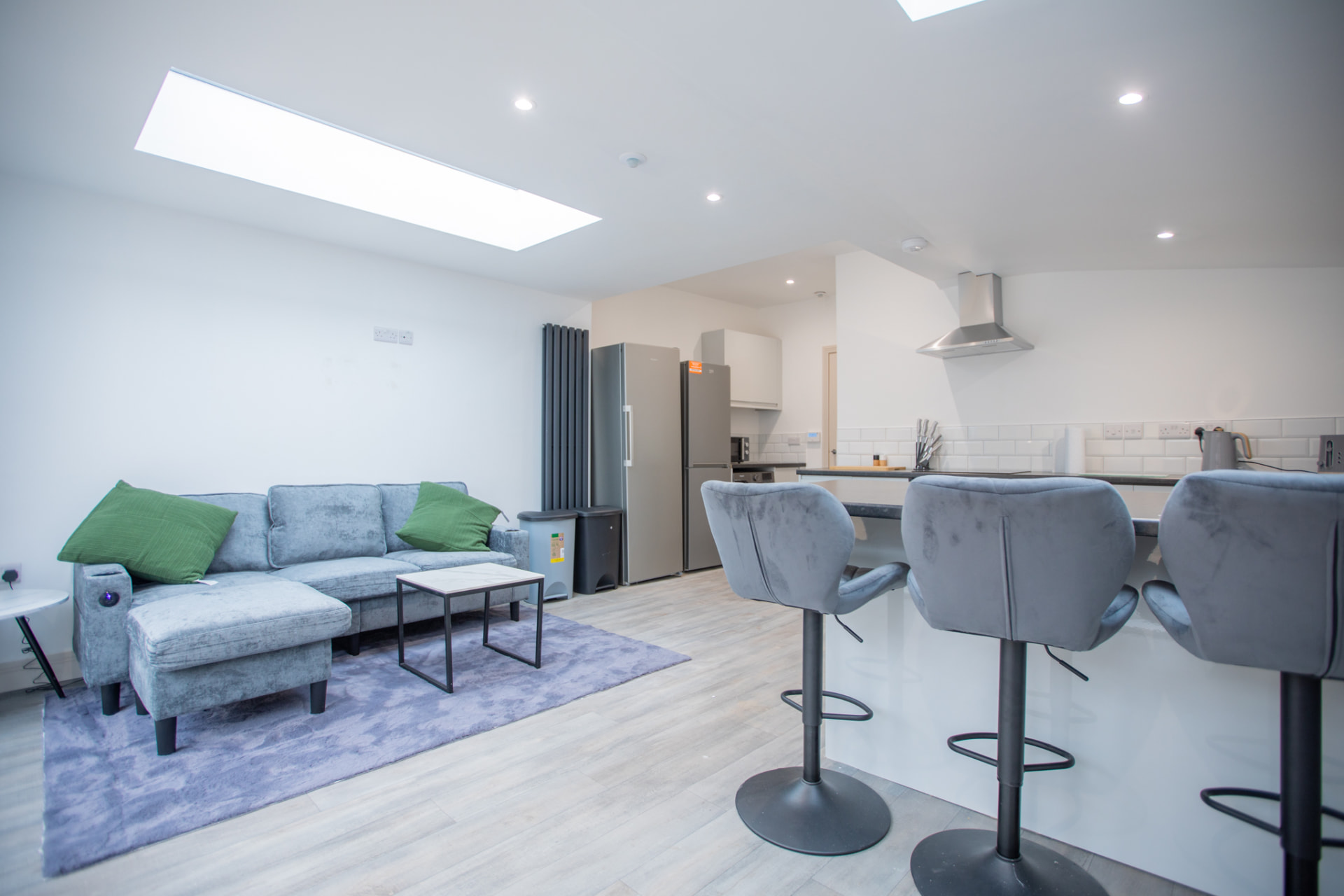 Fairham after — open-plan lounge and kitchen