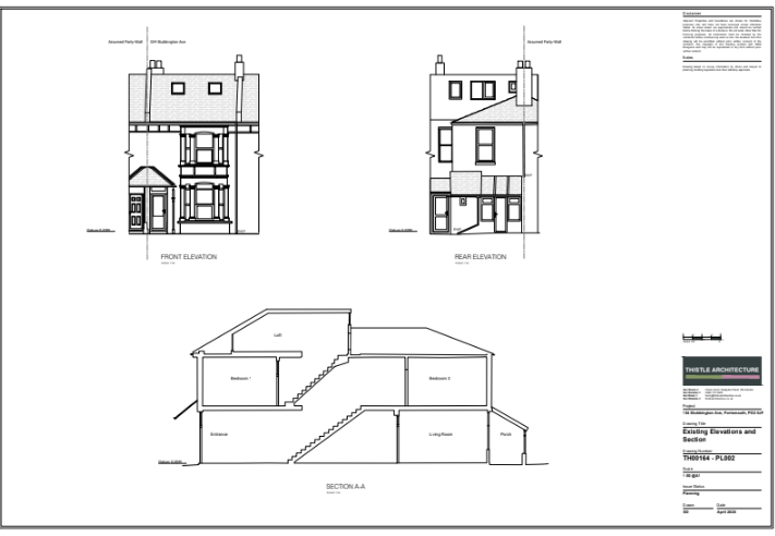 Stubbington Avenue — existing elevations and section